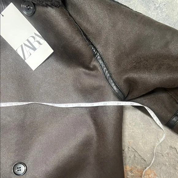 NWT Zara chocolate Brown reversable Coat - Picture 5 of 10